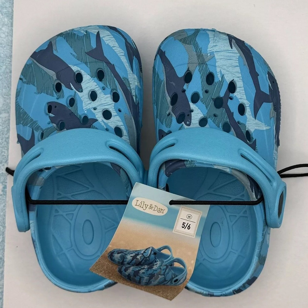TODDLER Unisex 5/6-Blue Camo Summer Clogs Shoes- Beach/ Splash Pad/ Pool